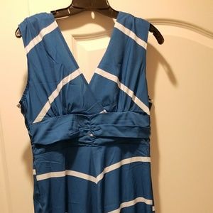 Silk Navy Blue and White Stripped Dress
